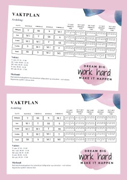 Vaktplan - 5 ansatte - Rosa