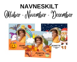 Oktober - November - Desember - Navneskilt