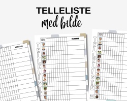 Telleliste 14 barn - med plass til bilde