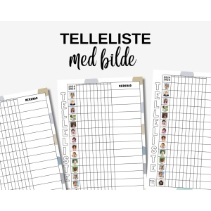 Telleliste 14 barn - med plass til bilde