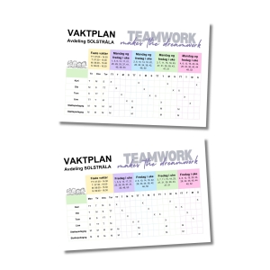Vaktplan - Teamwork makes the dreamwork - 4 ansatte